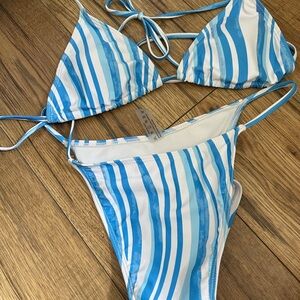 Blue and White Striped Bikini Set  3/$80